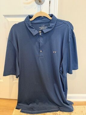 Vineyard Vines Men’s Striped Polo Shirt Short Sleeve Performance Size XXL Blue